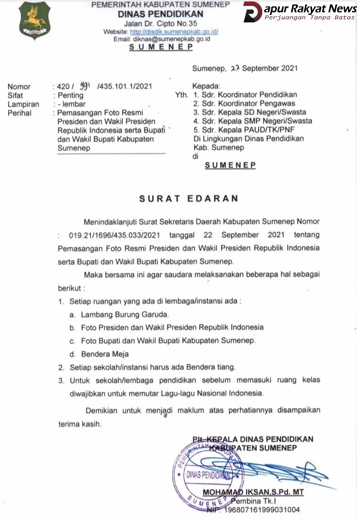 PLT Kepala Dinas Pendidikan