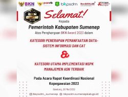 Pemkab Sumenep Raih Penghargaan BKN Award 2023, untuk 2 Kategori Terbaik