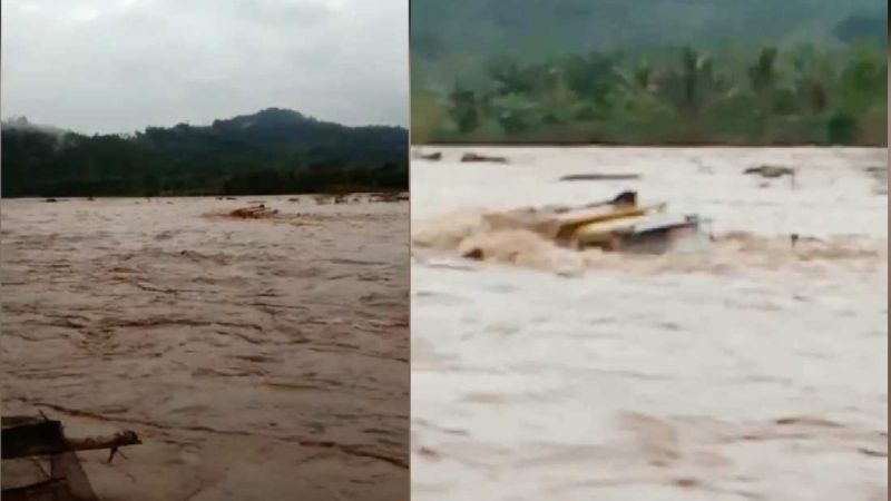 Sungai Batang Tapan Meluap, 1 Mobil Dumptruck Terjebak Banjir.