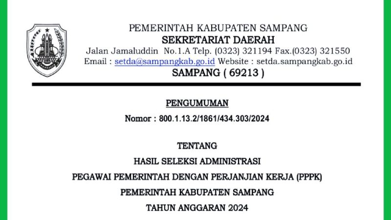 Pengumuman Hasil Seleksi Administrasi PPPK Sampang Tahun 2024, Total 2.026 Pelamar Lulus 11 Pengumuman Hasil Seleksi Administrasi PPPK Sampang Tahun 2024, Total 2.026 Pelamar Lulus