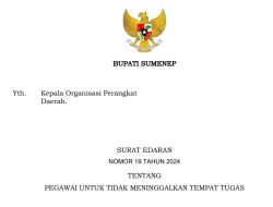 Bupati Sumenep Keluarkan Surat Edaran Larangan PNS / PPPK Tinggalkan Tempat Tugas Jelang Akhir Tahun