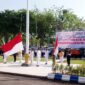 Pasukan pengibar bendera dari Paskibraka berhasil mengibarkan bendera merah putih di Upacara HUT Kemerdekaan ke 81 RI, di Pendopo Trunojoyo, Sampang, Senin (17/8/2026)