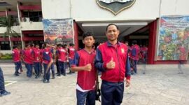 Faizal Feriyanto yang akan turun pada cabang Pencak Silat saat bersama dengan Sekda Sumenep Agus Dwi Syahputra