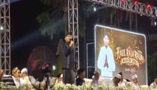 Bupati Sumenep Achmad Fauzi Wongsojudo saat memberikan sambutan di acara Haul Raja Raja Madura. 